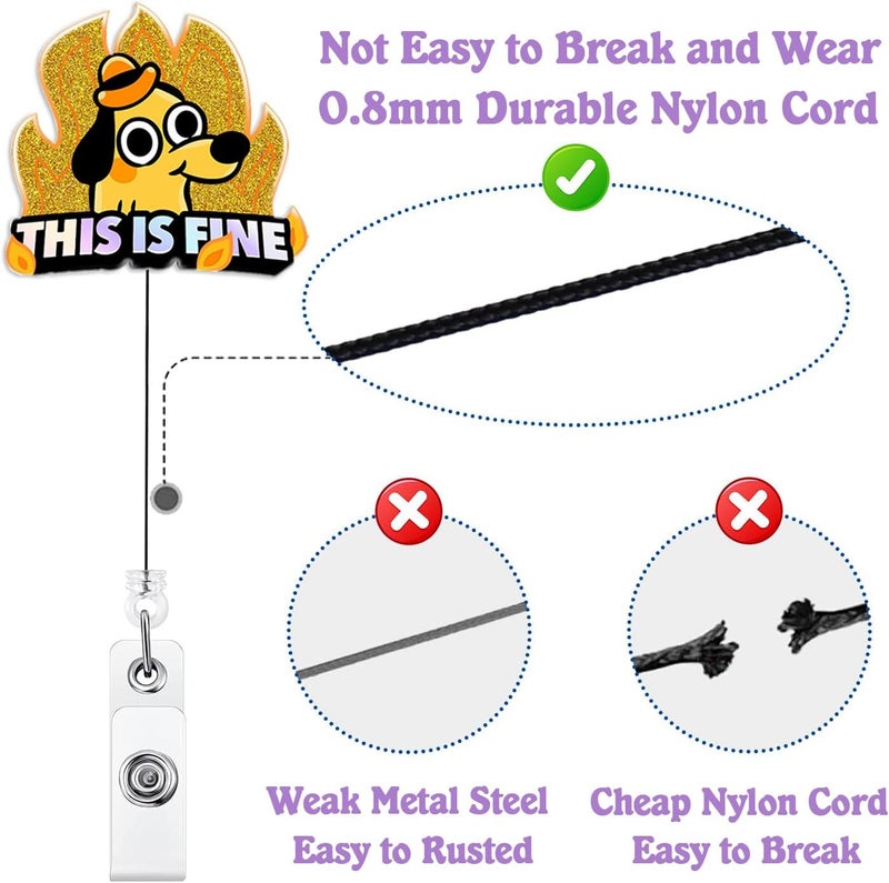 Bydevia This is Fine Dog Badge Reel Retractable for Nurse Nursing RN CNA LPN Medical Worker & Office Staff, Funny Nurse Gifts, This is Fine Badge Holder with Alligator Clip & 24” Durable Nylon Cord | Acrylic - Image 4